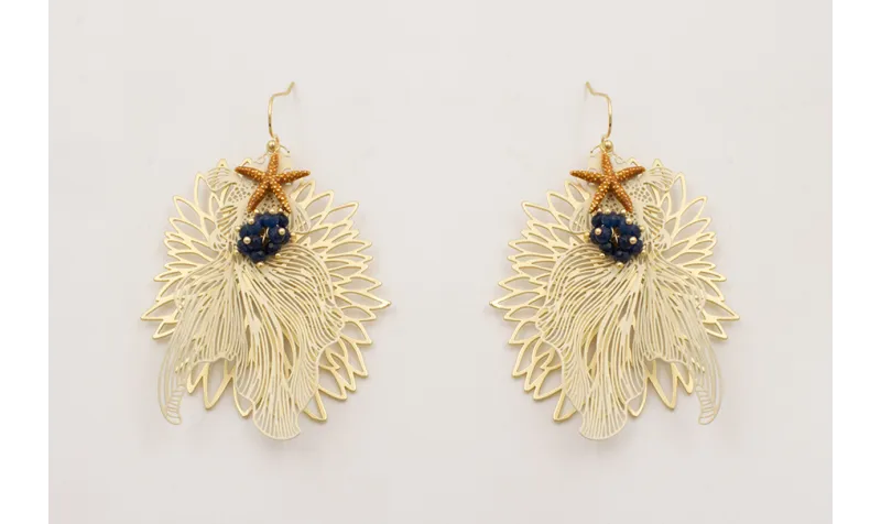 Pendientes gancho hippie,flor de loto,pez tropical