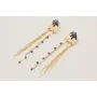Pendientes hoja esmaltada azul oscuro con fleco do