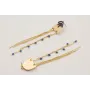 Pendientes hoja esmaltada azul oscuro con fleco do