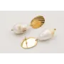 Pendientes perno ACERO estriado con perla de gota 