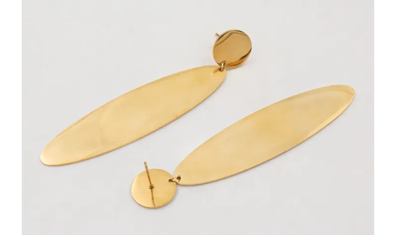 Pendientes ACERO perno redondo y ovalo dorado