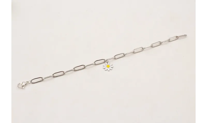 Pulsera cadena ACERO plateada eslabon pequeño con