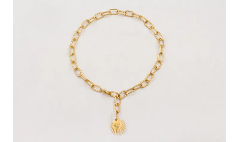 Collar ACERO cadena dorada eslabones,eslabon cosid