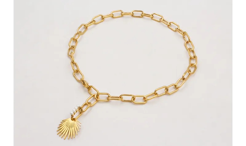 Collar ACERO cadena dorada eslabones,eslabon cosid