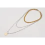 Collar triple ACERO con cadena corta dorada eslabo