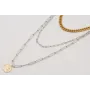 Collar triple ACERO con cadena corta dorada eslabo