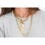 Collar triple ACERO con cadena corta dorada eslabo