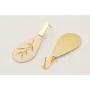 Pendientes gota esmaltada beige con flor dorada y 