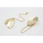 Pendientes corazón curvado dorado con cadena eslab