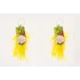 Pendientes perno herradura dorado mate con flecos 