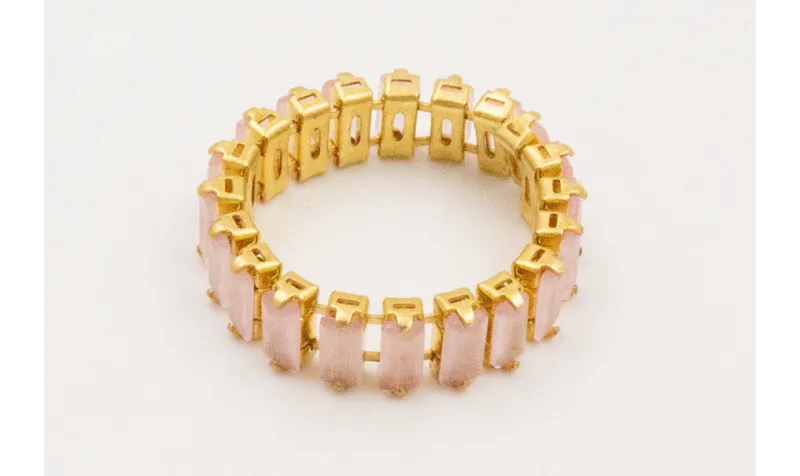 Anillo cadena strass cristales rosa opal.