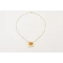 Collar cadena eslabón plano dorado mate con burruñ