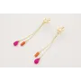 Pendientes perno golondrina dorada mate con fleco 