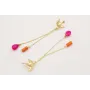 Pendientes perno golondrina dorada mate con fleco 