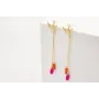 Pendientes perno golondrina dorada mate con fleco 