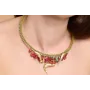 Collar lámina dorado mate con cadena strass crista