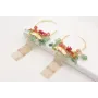 Pendientes aro plano dorado mate con ramas de chip