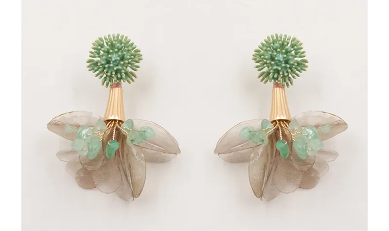 Pendientes perno nenufar turquesa con capuchón est