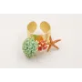 Anillo regulable dorado mate con nenufar esmaltado