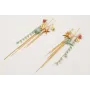 Pendientes perno ancla dorada mate con colgantes c