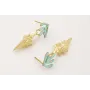 Pendientes perno hojas esmaltadas color turquesa c