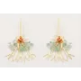 Pendientes pivote dorado mate con rama coral dorad
