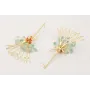 Pendientes pivote dorado mate con rama coral dorad
