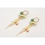 Pendientes aro con bolitas esmalte turquesa con fl