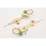 Pendientes aro con bolitas esmalte turquesa con fl