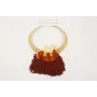 Collar lámina con flecos de abalorio marrones y na