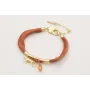 Pulsera seda natural rellena cobriza con tubo arqu