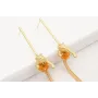 Pendientes perno listón con fleco,burruño bolitas