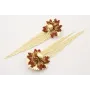Pendientes perno semicirculo dentado con flor miyu