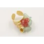Anillo con caracola y concha dorado mate con rama 