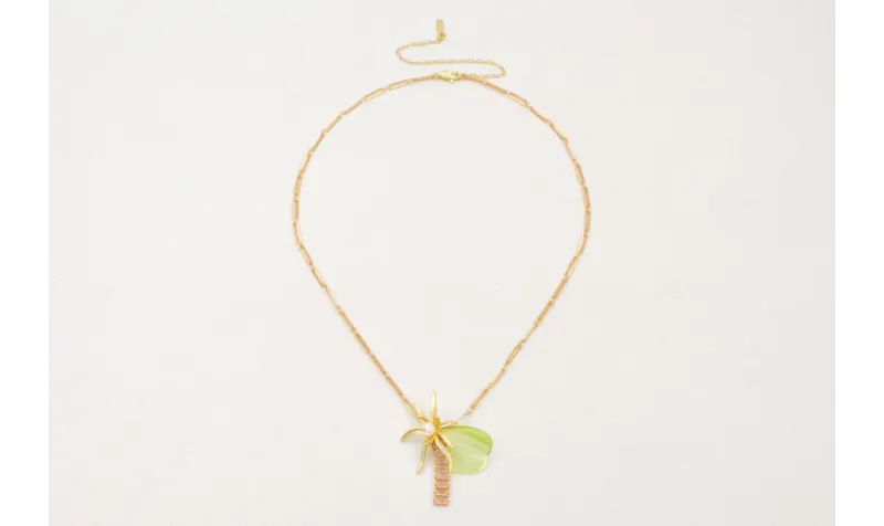 Collar cadena eslabón alargado con colgante hoja m