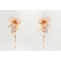 Pendientes gancho dorado con flores metalicas colo