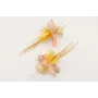 Pendientes perno listón dorado mate con flores gra