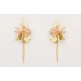Pendientes perni lámina satinada con flores metali