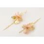 Pendientes perni lámina satinada con flores metali