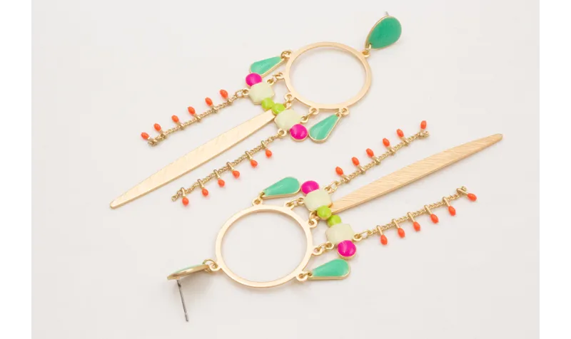 Pendientes perno gota esmaltada turquesa con aro 6