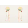 Pendientes perno semi disco satinado con semicircu