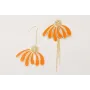 Pendientes irregulares nenufar esmaltado crema, pé
