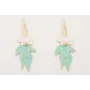 Pendientes hoja alargada calada dorada mate con fl