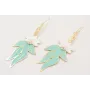 Pendientes hoja alargada calada dorada mate con fl