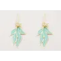 Pendientes perno listón dorado mate con flores esm