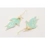 Pendientes perno listón dorado mate con flores esm
