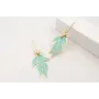 Pendientes perno listón dorado mate con flores esm