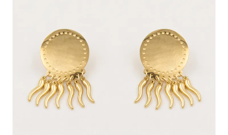 Pendientes ACERO INOX. Perno disco con pimientos c