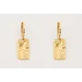 Pendientes ORO 18K. Cierre aro con colgante rectan