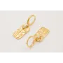 Pendientes ORO 18K. Cierre aro con colgante rectan